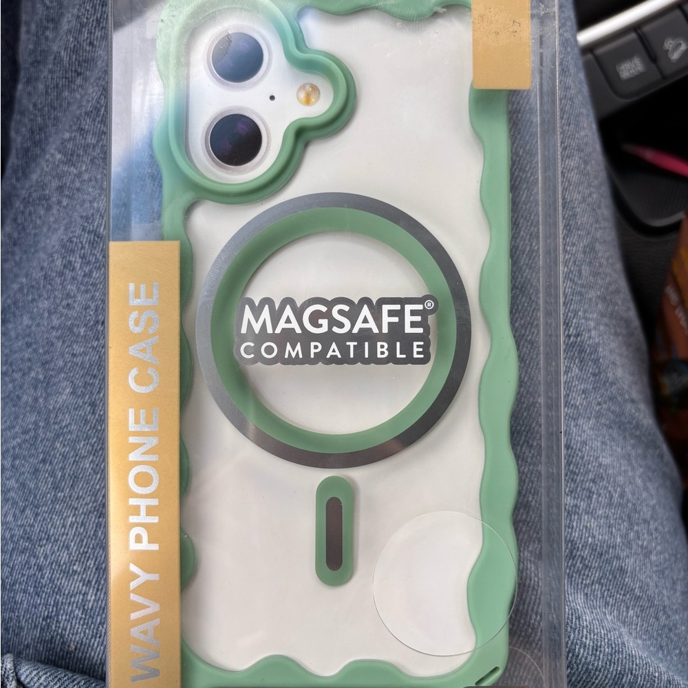 Green MagSafe Compatible Phone Case with Whimsical Design
